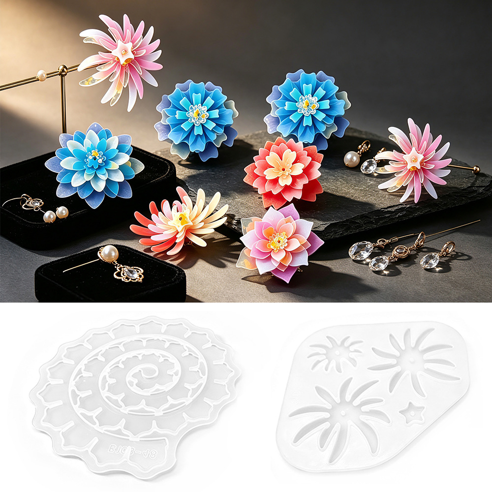 Resin Craft Ideas - Molde de Silicone Multicamadas para Flores,